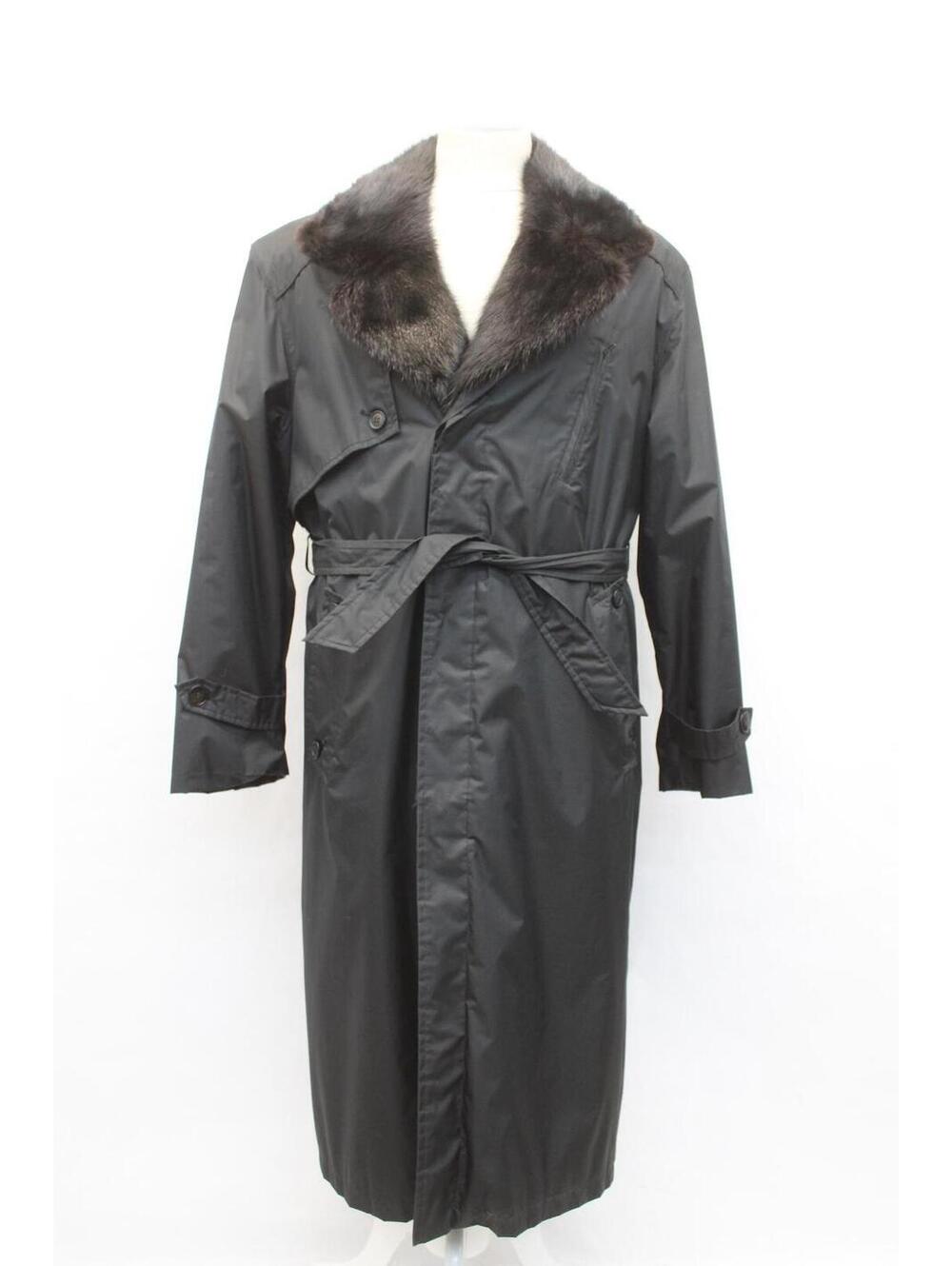 Showroom New Black Cloth Coat & Sheared Rabbit Fur Men Man Size 40 Medium